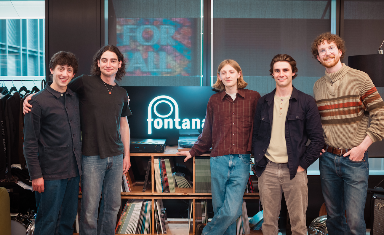 Members of Curiosity Shop pose after signing to Fontana