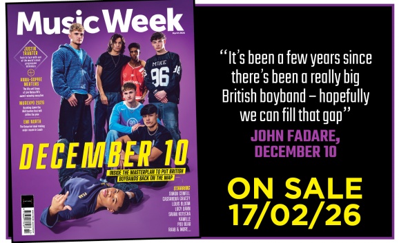 Members of boyband December 10 pose for the March 2026 cover of Music Week