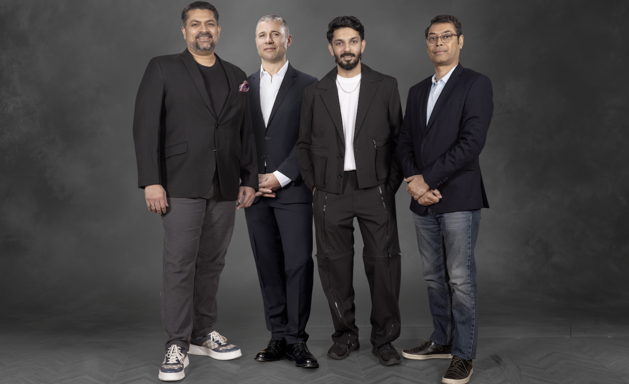 Devraj Sanyal, Adam Granite, Anirudh Ravichander and Sunjeet Bhujabal pose in a press shot