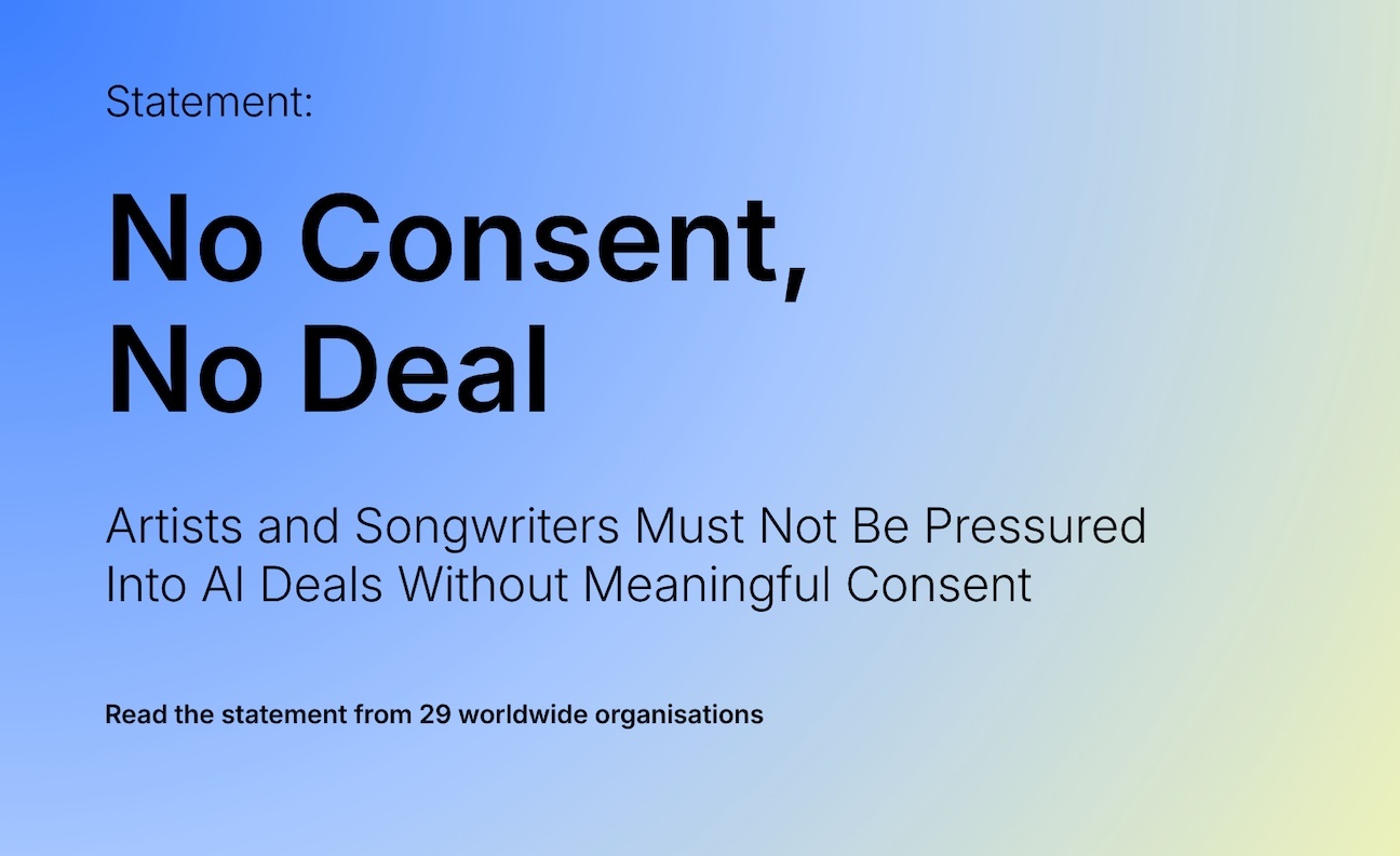 Global artist, songwriter and management bodies call for rights to be respected in AI music deals