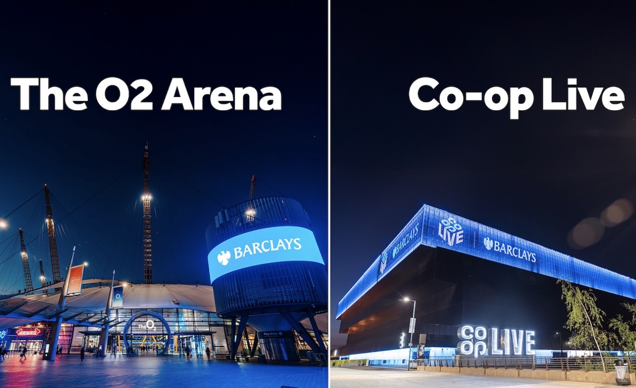 Barclays reveal new partnerships with London's The O2 and Manchester's Co-Op Live
